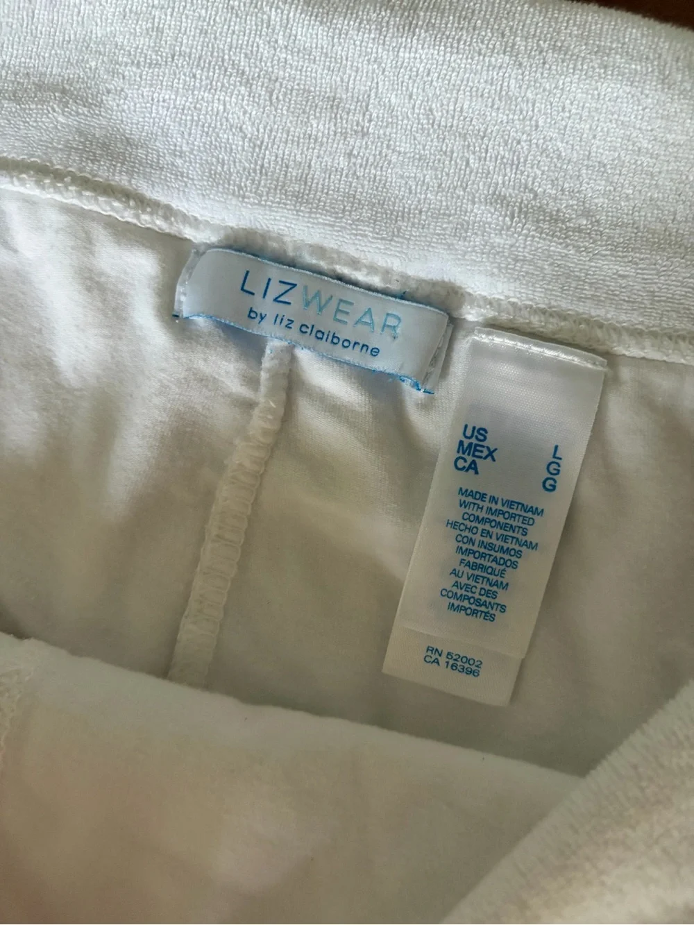 Liz Claiborne White Terry Mini Skirt/ Skort with Drawstring Waist